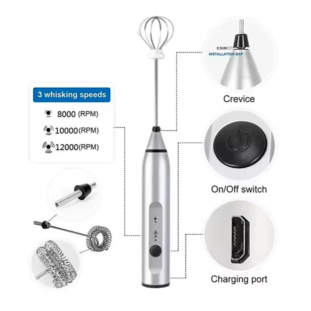 USB Electrical Milk Frothers Electric Handheld Blender with Mini Coffee Maker Whisk Mixer for Coffee Cappuccino Cream Foamer