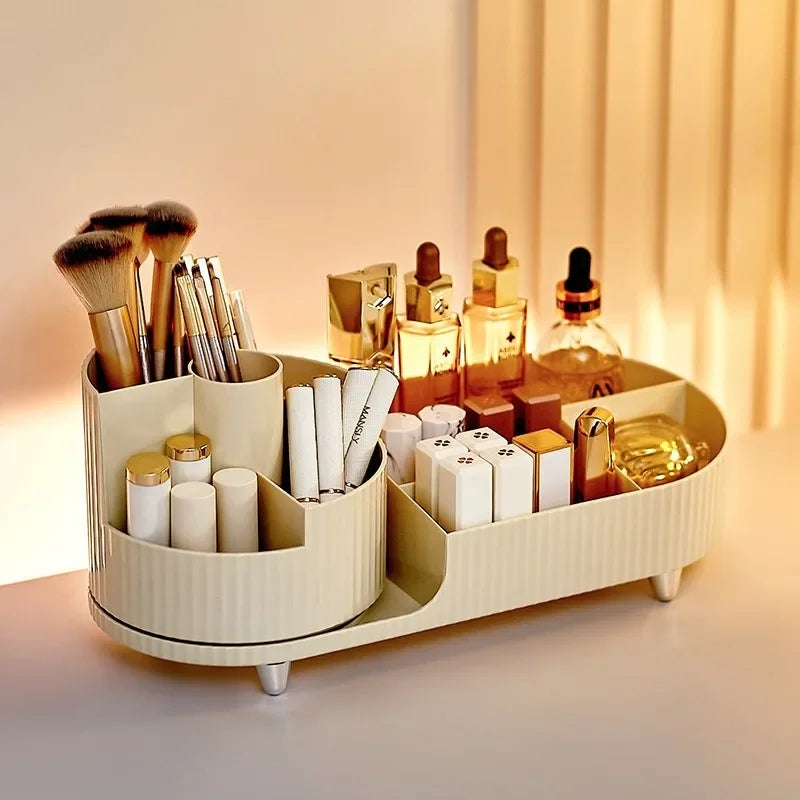 Rotating Makeup Organizer – Clear, Adjustable, Compact