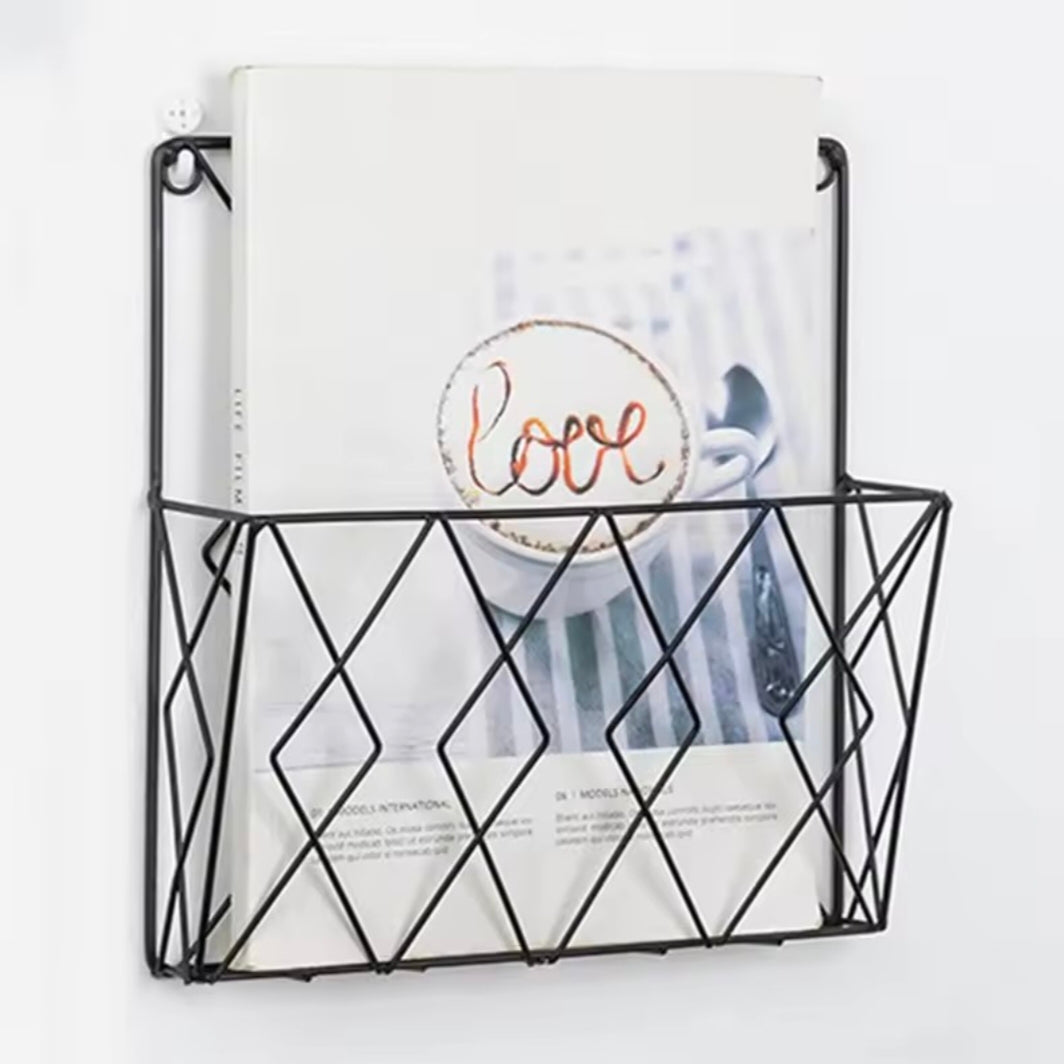 Metal Wall Mounted Magazines Newspaper Storage Rack for Home Office Books Newspapers Files Folder Desktop Tabletop Display Stand