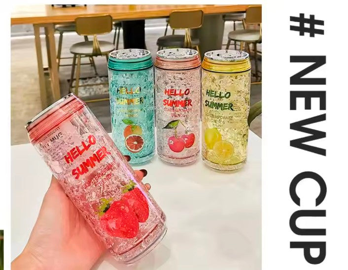 Fresh Girl Korean-Style Plastic lce    Cup Refrigerator for Cooling And Preserving Drinks