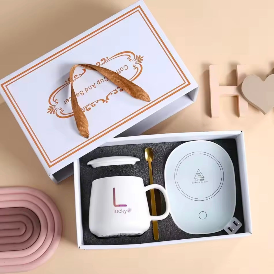 400ml Smart Ceramic Cup Coaster Warmer Thermostatic Coffee Heating Electric Mug Set Milk Tea Heating Water Coffeeware