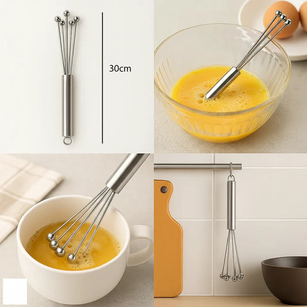 10/12inch Stainless Steel Eggs Whisk Multifunctional Eggs Beater Handle Ball Coffee Milk Mixer Agitator Kitchen Cooking Tools