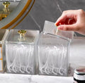 Elegant Minimalist Dustproof Makeup Cotton Swab Storage Box Cosmetic Organizer Desktop  Makeup Desk Accessories Plastic Material