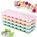 Multi-Colo PP+TPR Ice Cube Trays Reusable food-Grade Molds for Party Decor & Easy Home Storage With Leak-proof Design