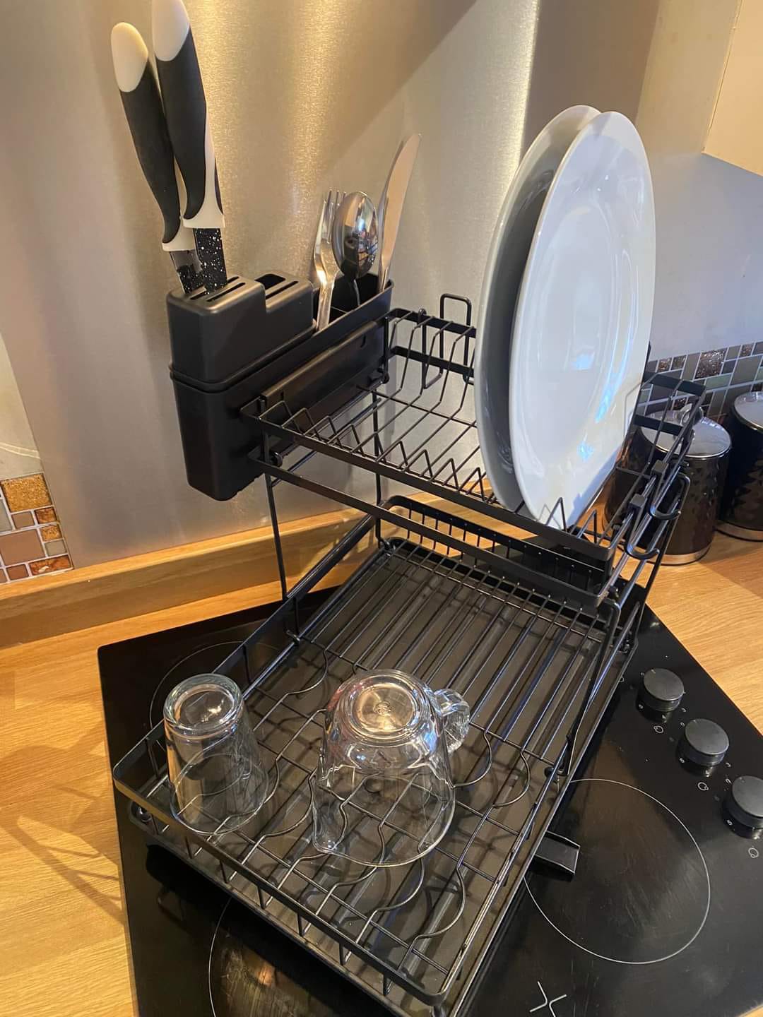 Dish Rack with Drip Tray – Efficient Kitchen Cutlery Organizer