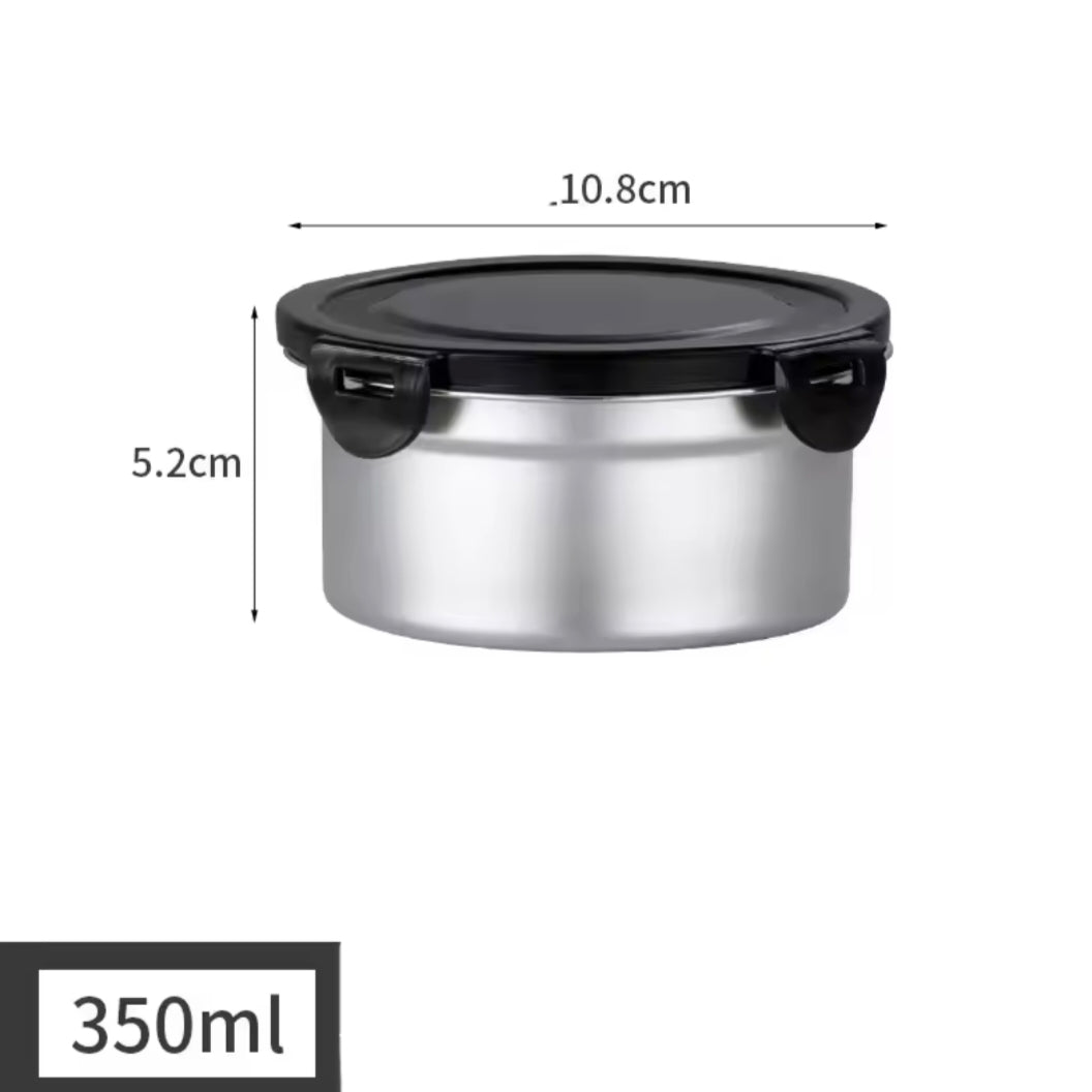 Stainless Steel Sealed Soup Bowl With Lid Circular Lunch Box Portable Camping Storage Box Lunch Box Large Capacity