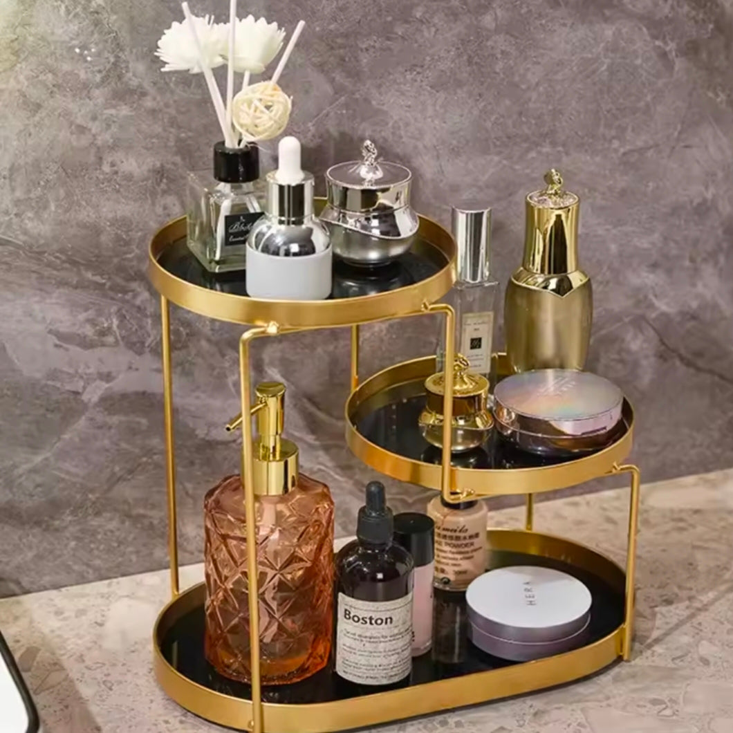 Luxury Iron Art Uv Board Cosmetics Storage Rack Makeup Organizer Dressing Table Shelf Bathroom Iron Bird Cage Hodler