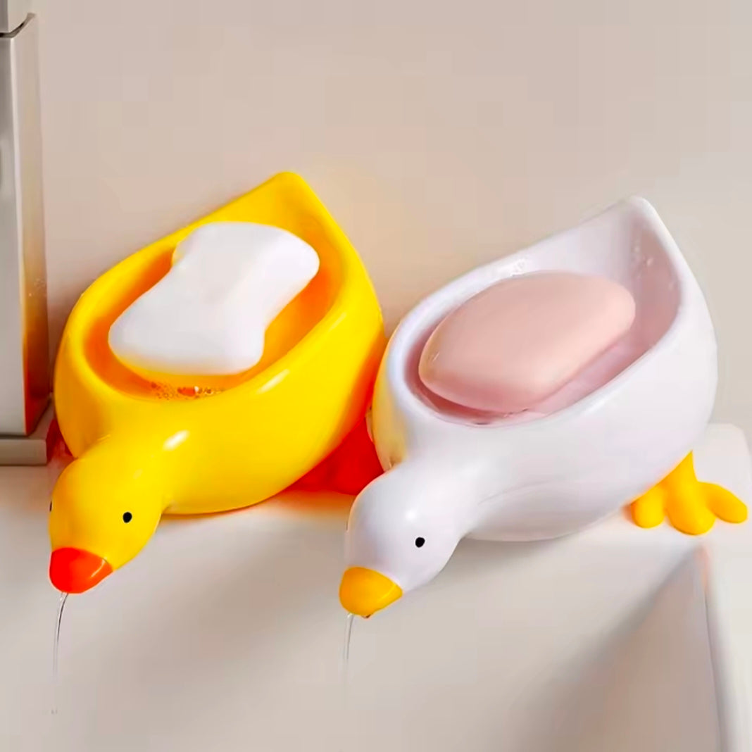 Duck Shape Soap Box Cartoon Soap Dish Drainable Storage Holder Soap Container Storage Dish Household Bathroom Accessories