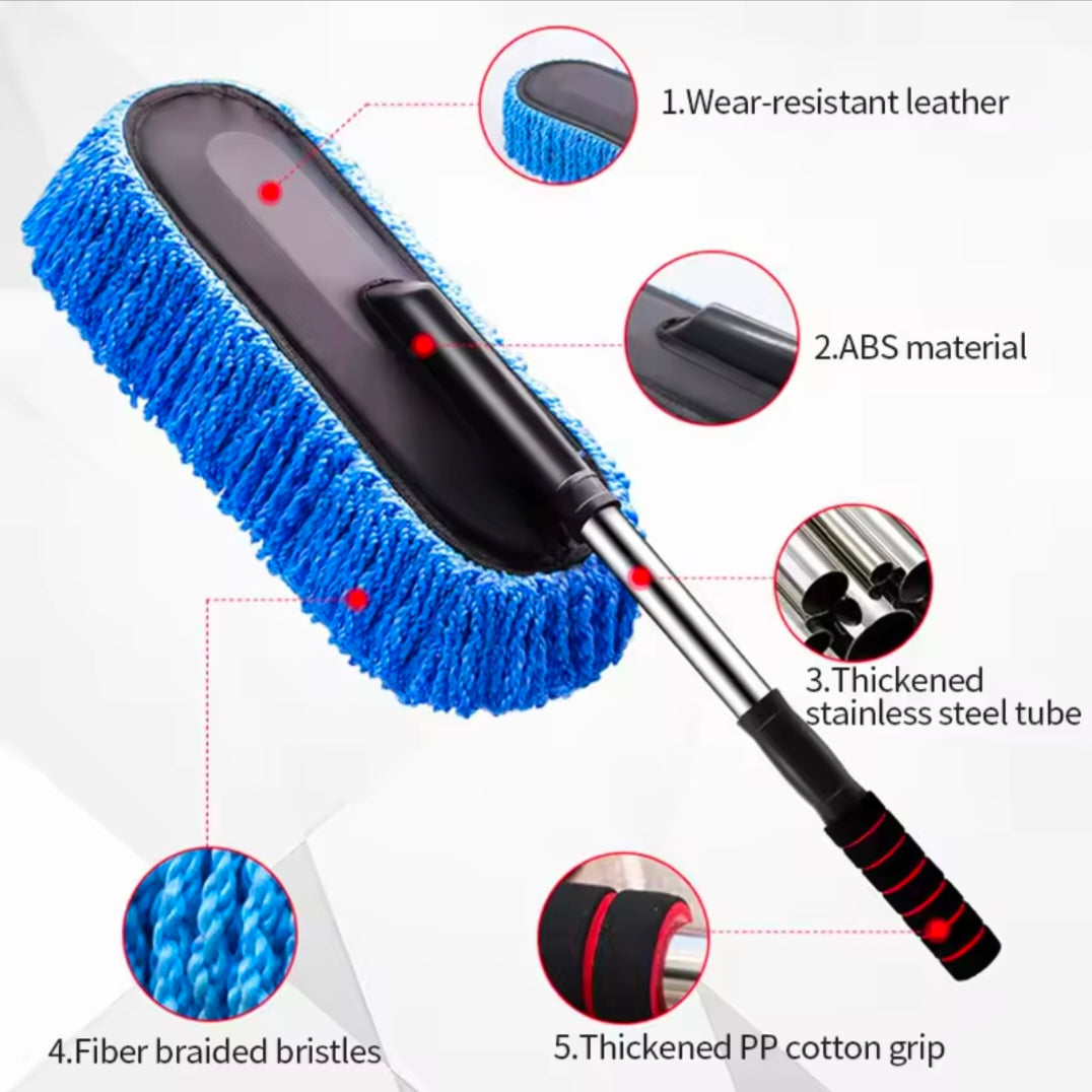 Car Wash Mop Retractable Fiber Wax Mop Car Wax Brush Cleaning Tool Car Wash Without Damaging Paint Dust Removal Fiber Duster