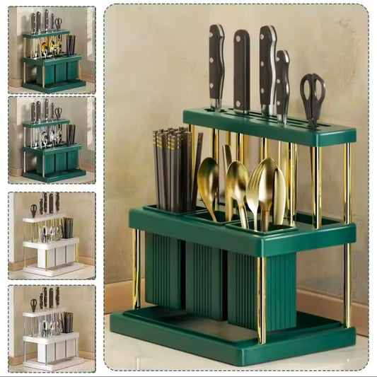 Multi-Functional Kitchen Spoon Fork Chopstick Knife Organizer Saving Kitchen Utensil Organizer Rack Kitchen