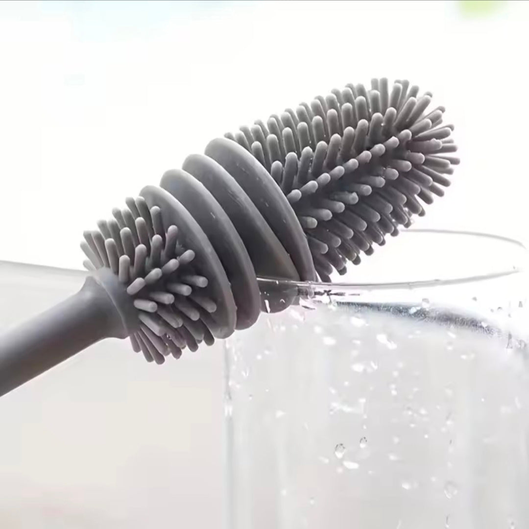Silicone Milk Bottle Brush Cup Scrubber Glass Cleaner Kitchen Cleaning Tool Tong Handle Drink Bottle Glass Cup Cleaning Brush
