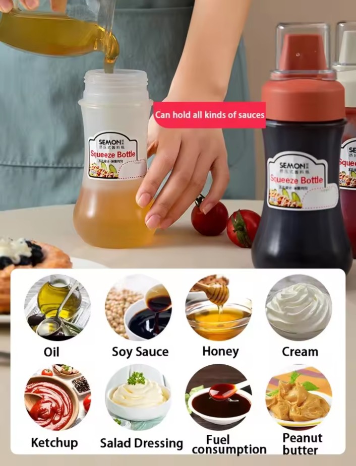 350ml Squeeze Bottles Condiment Bottle With Nozzle ketchup Mayonnaise Squeeze Bottle Honey Dispensar Kitchen Supplies