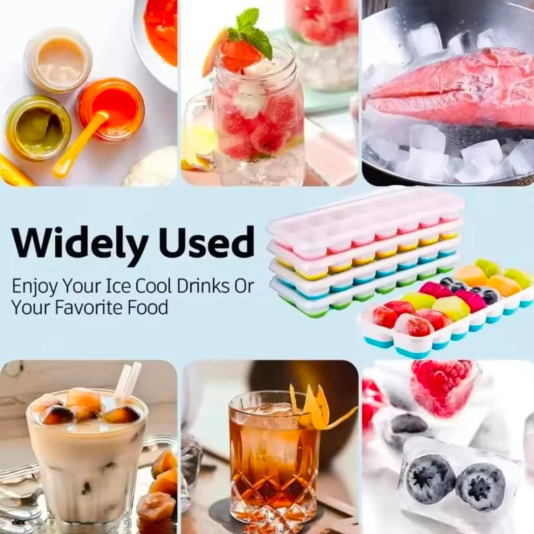 Multi-Colo PP+TPR Ice Cube Trays Reusable food-Grade Molds for Party Decor & Easy Home Storage With Leak-proof Design