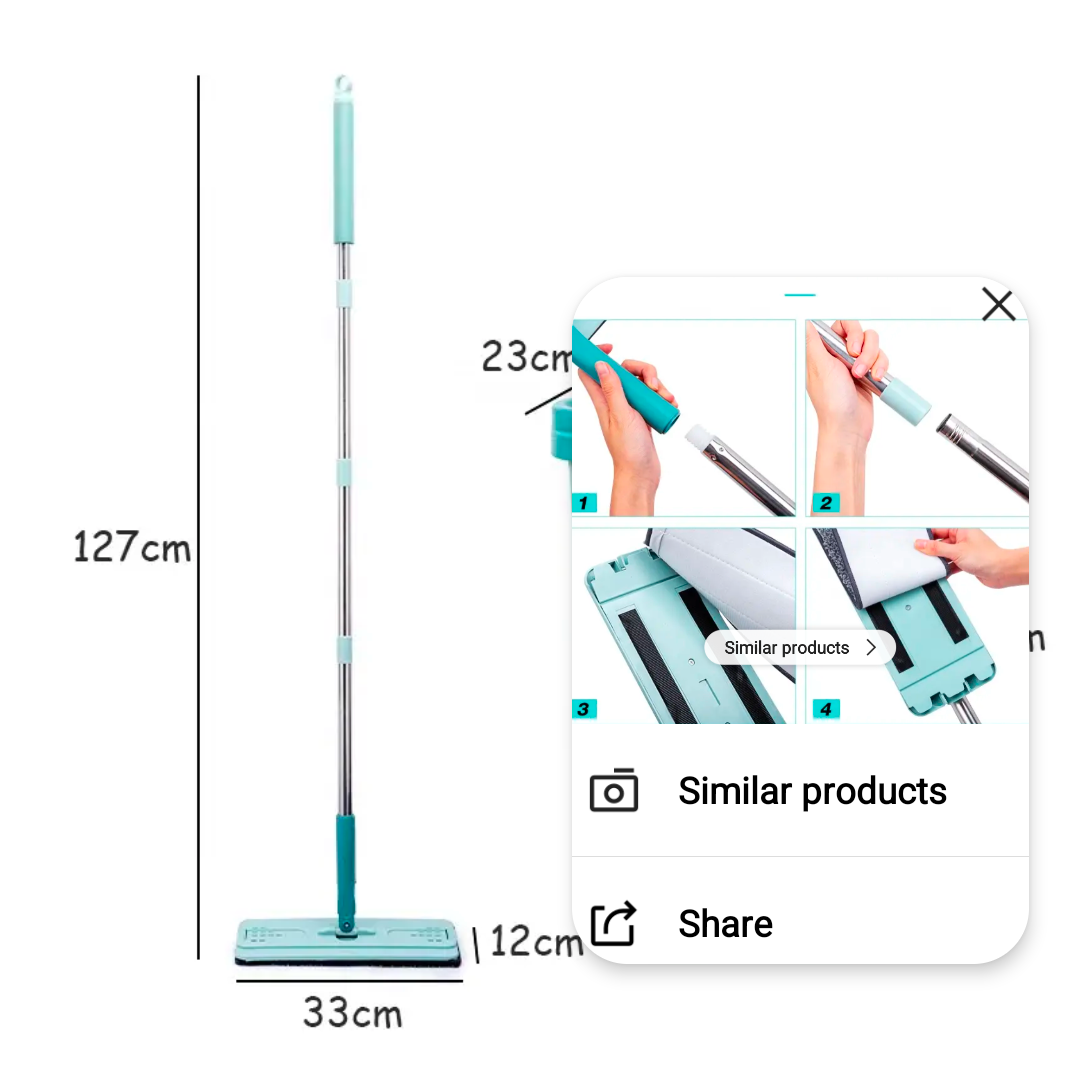 Flat Squeeze Mop With Bucket Hand Free Wringing Floor Cleaning Mop Microfiber Mop pads Wet or Dry Usage on Hardwood Fool