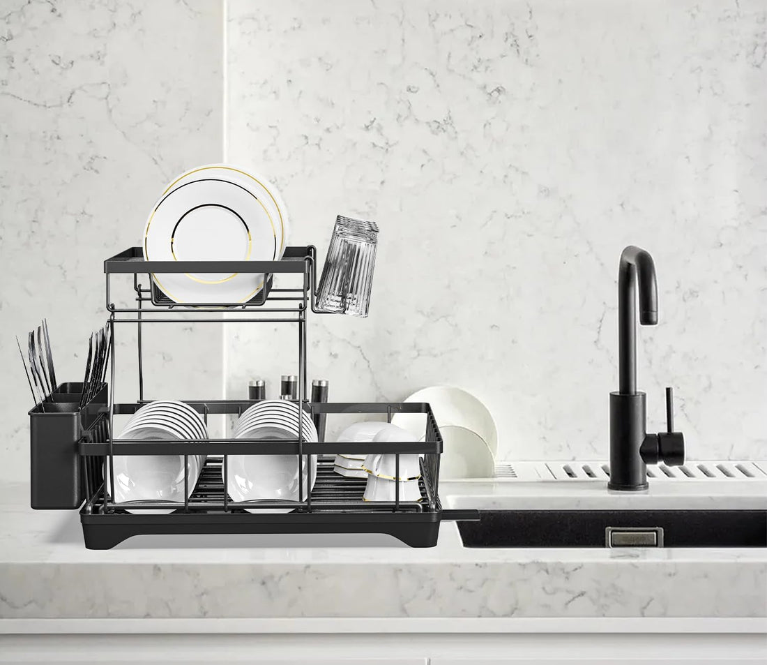 Dish Rack with Drip Tray – Efficient Kitchen Cutlery Organizer