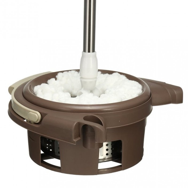 Falt Squeeze Mop 360 Degree Rotatable Stainless steel Basket Microfiber Pads Cleaning Floor Mop Bucket Extended Handle Home