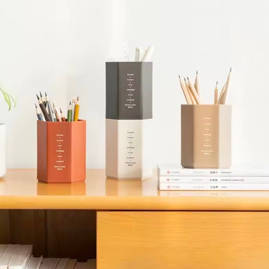 Creative Hexagonal Design Pen Holder Large Capacity Pen Pencil Pot Brush Storage Container Box Plastic Stationery Desk Organizer