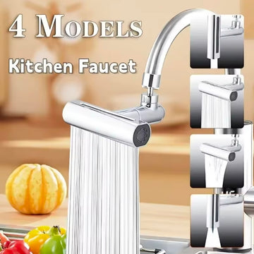 1 Piece 4 in 1 Kitchen Sink Faucet with Universal Swivel Shower Head, Splash Proof 360 Degree Rotation