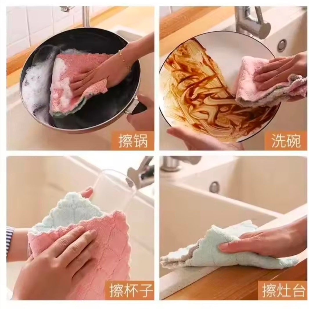 10pcs Microfiber Towel Absorbent Kitchen Cleaning Cloth Non-stick Oil Dish Towel Rags Napkins Tableware Household Cleaning