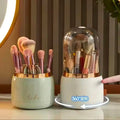 Makeup Brush Holder Storage Box with lid 360 Degree Rotating Dustproof Makeup Brush Storage Box Suitable