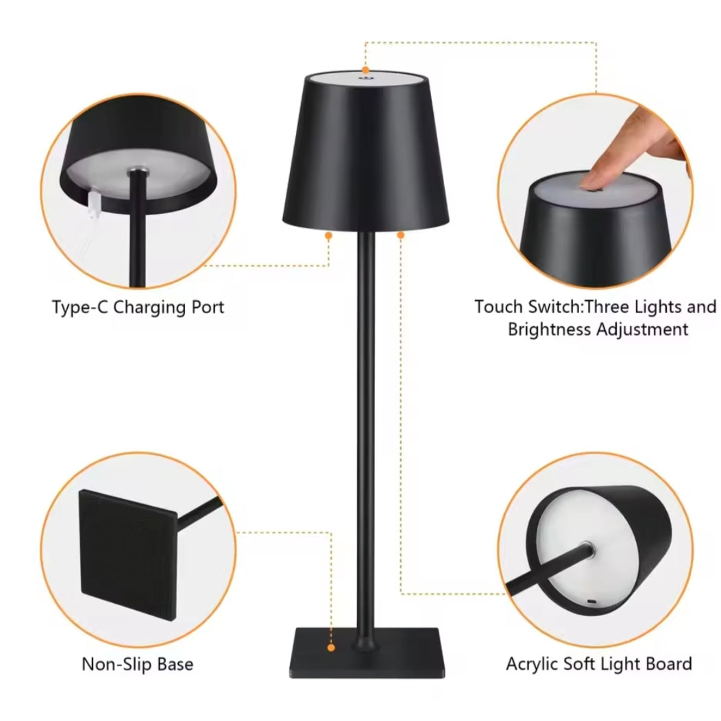 LED Desk Lamp Rechargeable Table Lamp 3 Levels Dimmable Bar Restaurant Ambiance Wireless Touch Lamps Waterproof Led Lights