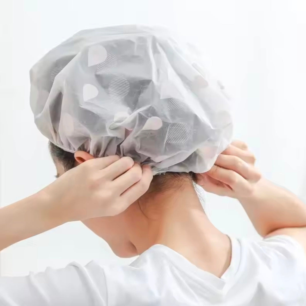 Shower Caps Bathing Waterproof Adult Hair Drying Caps Dustproof Plastic Head Covers for Women Hair Salon Elastic Shower Cap