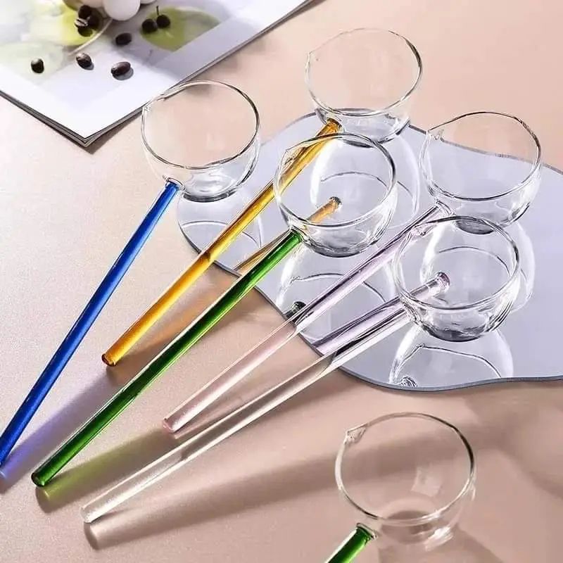 Borosilicate Glass Spoon With Long Handle Transparent Heat Resistance Sauce Soup Spoon With Spout Dessert Spoon Kitchen Bar party