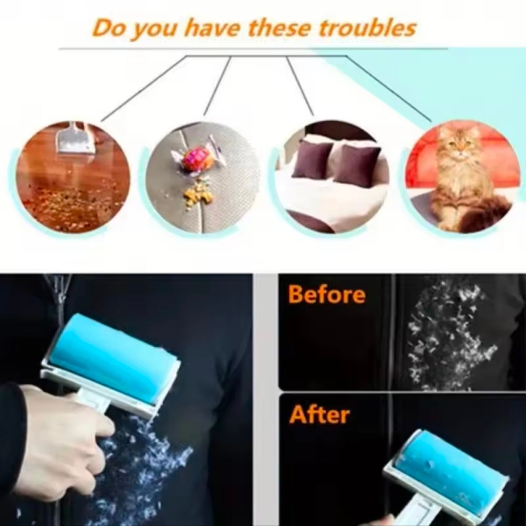 Blue Portable Washable Dust Filter Drum Roll Portable Tools Sticky Hair Removal Device Cleaning Brush