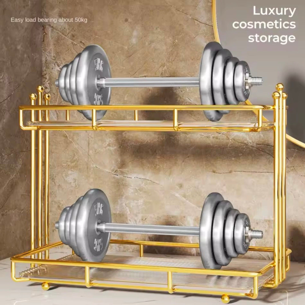 Stainless Steel Frame Acrylic Bottom Plate Storage

Holder Bathroom Washbasin Toiletries Shelf Home Dresser Cosmetic Storage Rack