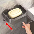 Bathroom Soap Dish Free Punch Wall Mount Sticker Soap Sponge Handle Organizer Double Drain Dish With Hooks Accessories