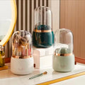 Makeup Brush Holder Storage Box with lid 360 Degree Rotating Dustproof Makeup Brush Storage Box Suitable