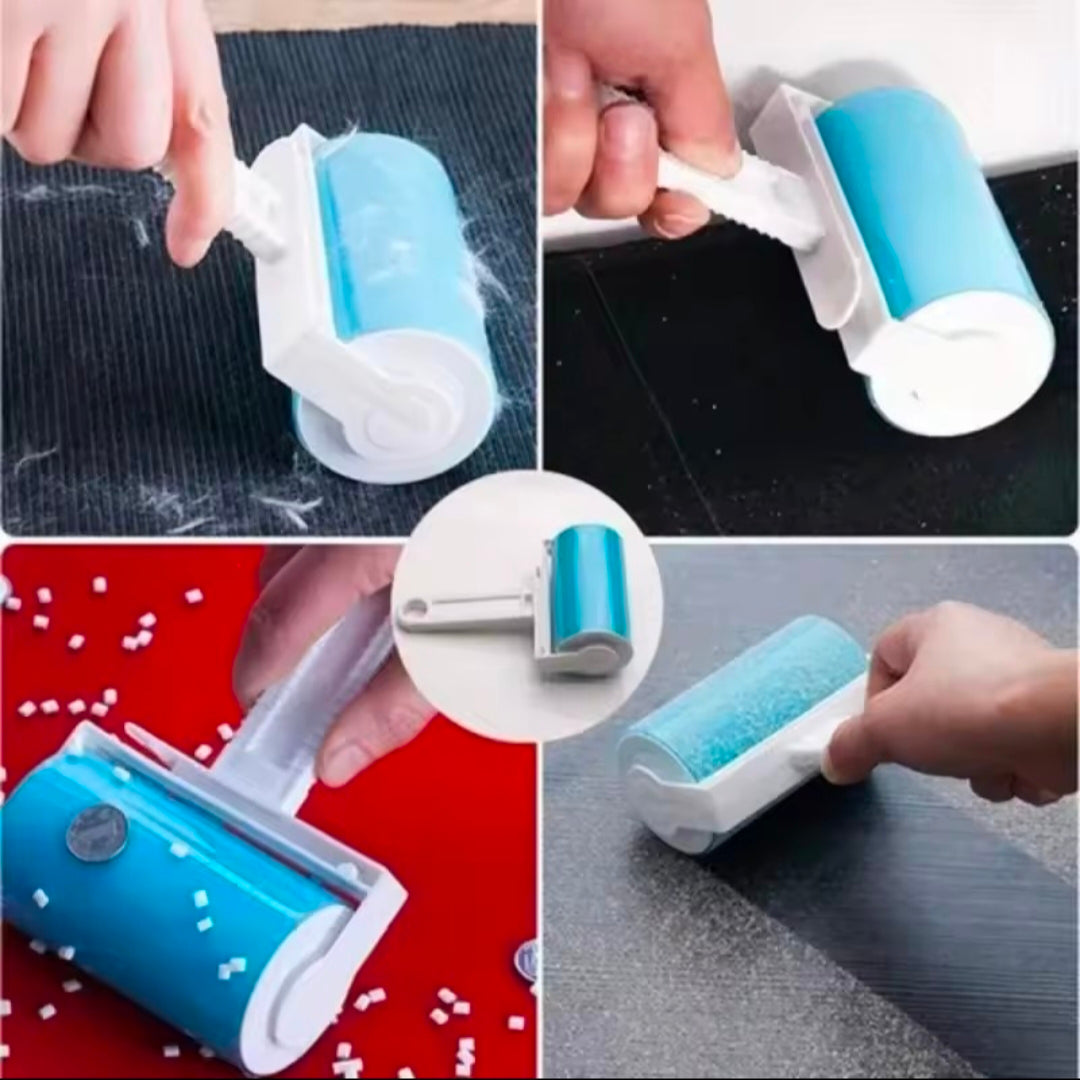 Blue Portable Washable Dust Filter Drum Roll Portable Tools Sticky Hair Removal Device Cleaning Brush