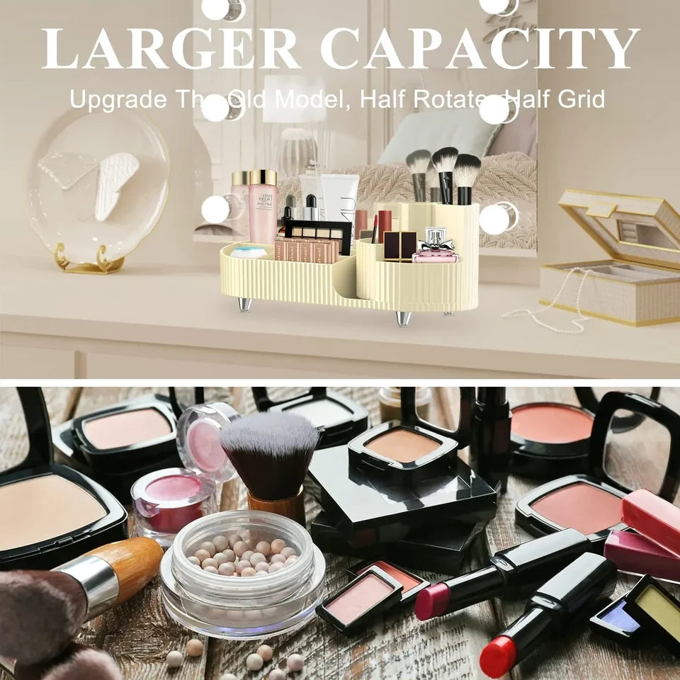 Rotating Makeup Organizer – Clear, Adjustable, Compact