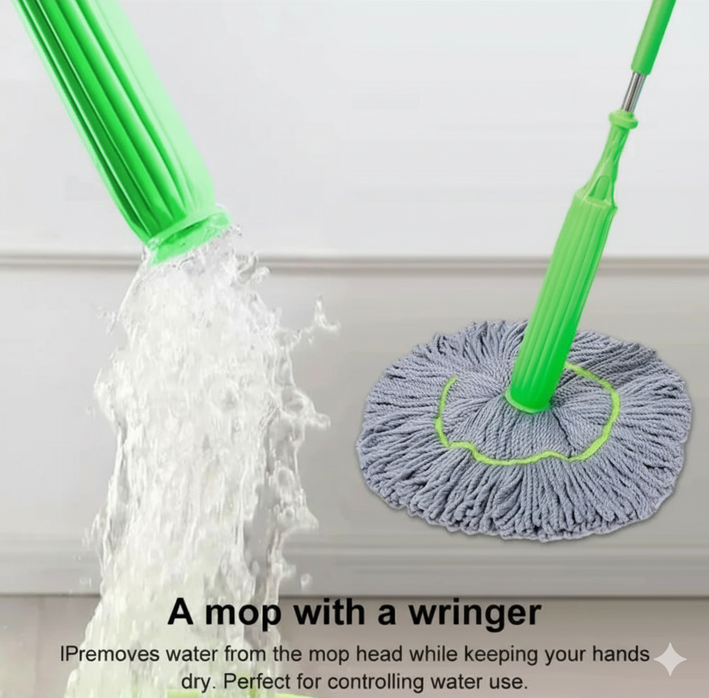 Dehydrated Mop 2- in- 1 Self- twist 360 Degree Rotation Ultrafine Microfiber Heads Water   Mop Stain - Removing Upright Storage Mop