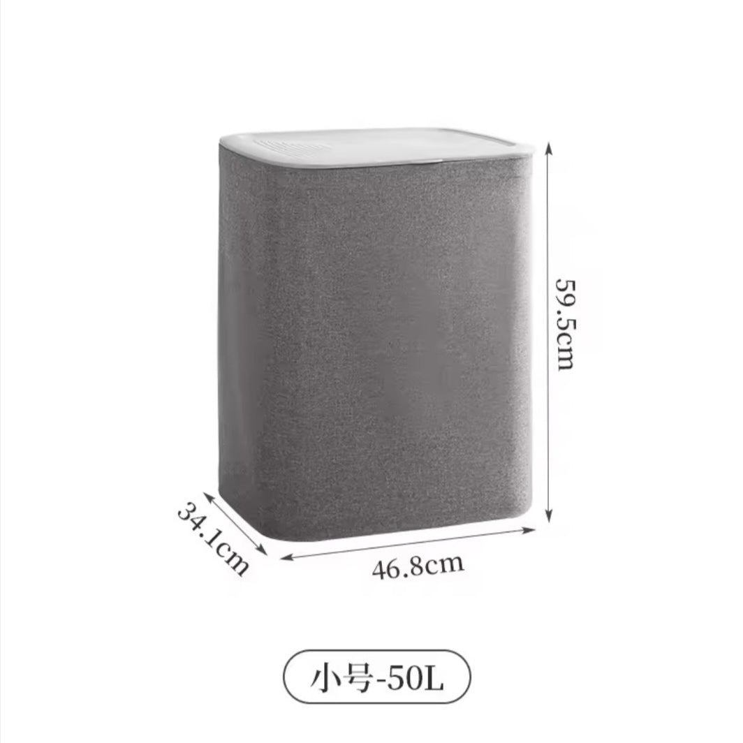 Japanese Style Foldable Fabric Dirty Clothes Basket Storage Basket Household Bathroom Compartment With Lid Laundry Basket