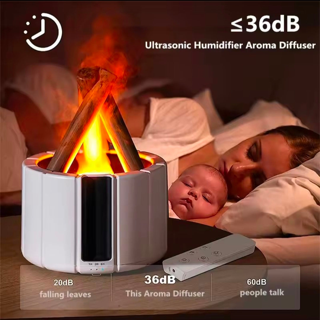 H9 Remote Control USB Air Humidifier Aroma Diffuser Ultrasonic Bonfire Flame Light Home Essential Oil Fragrance Perfume Machine