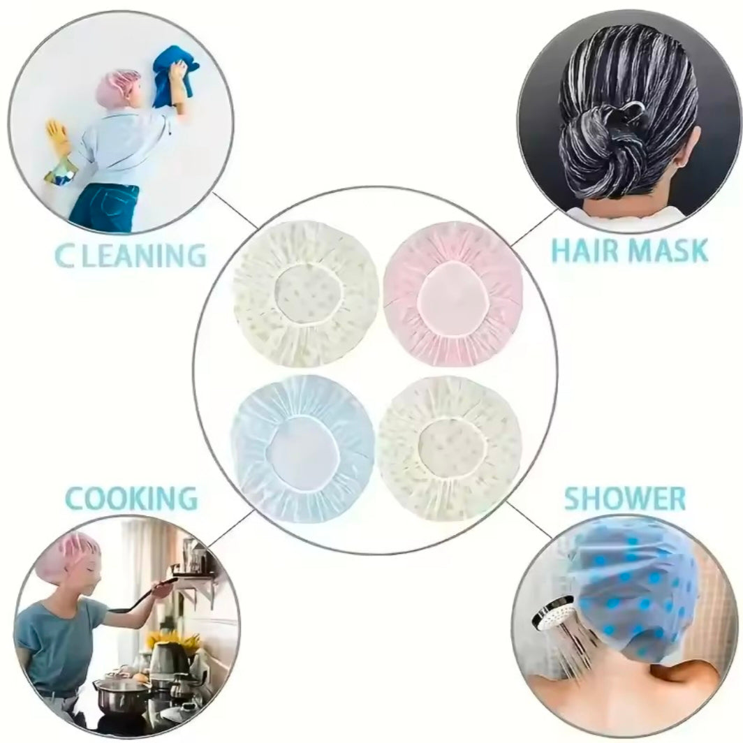 Shower Caps Bathing Waterproof Adult Hair Drying Caps Dustproof Plastic Head Covers for Women Hair Salon Elastic Shower Cap