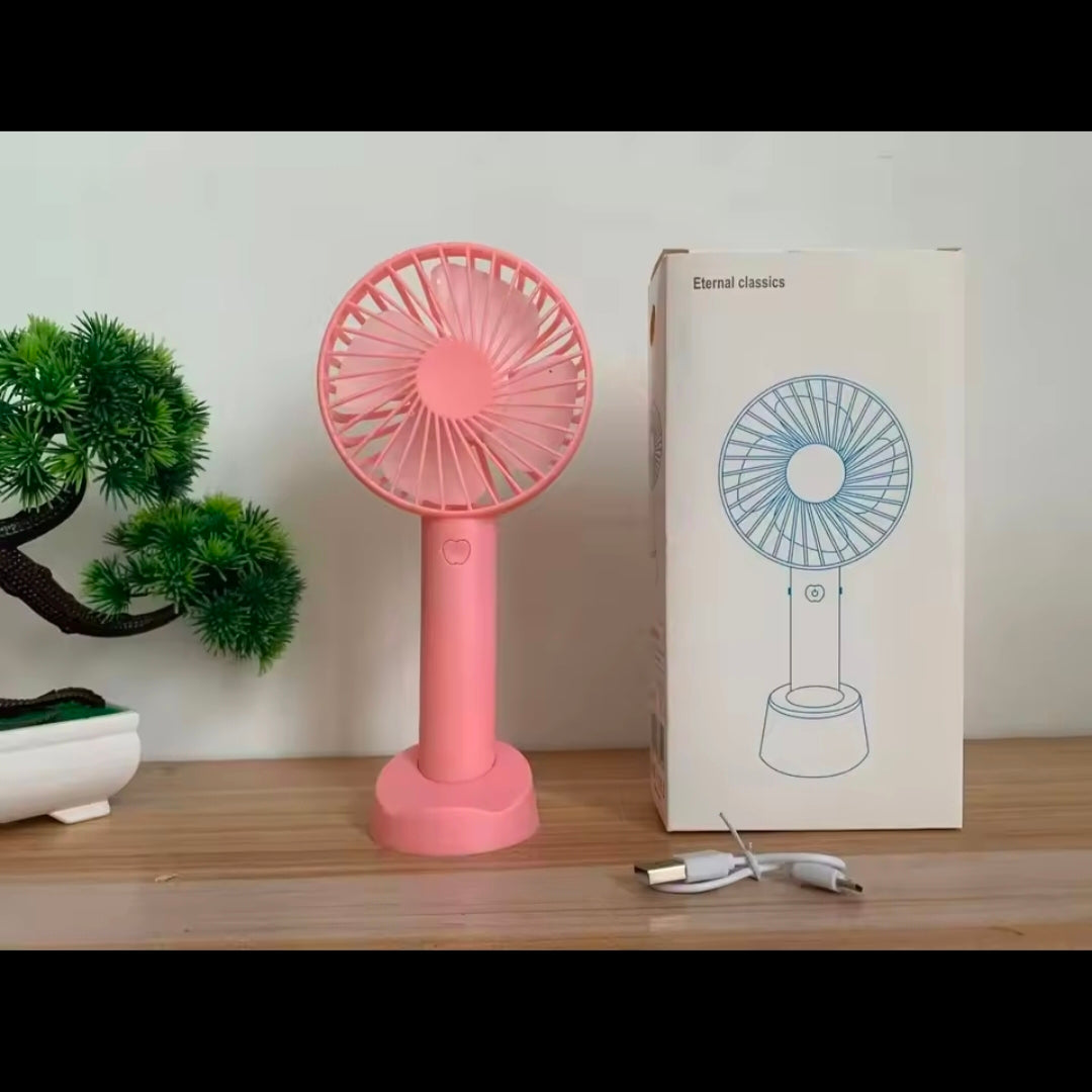 Portable Handheld USB Powered Digital Display Outdoor Charging Small Electric Fan Compact Size Lightweight Plastic Material