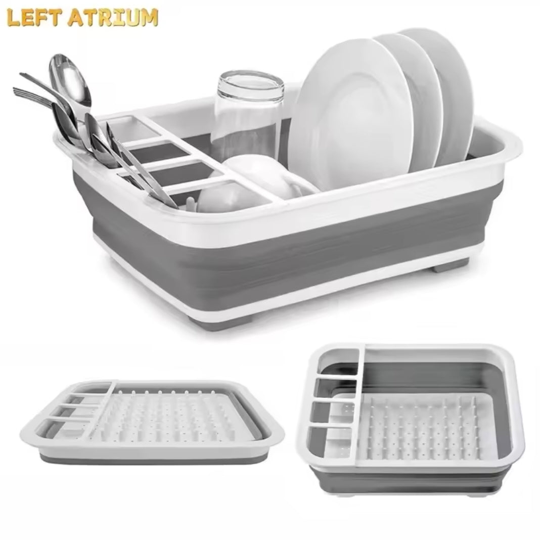 Foldable Drying Rack Drainer Dinnerware Basket Organizer Collapsible Kitchen Storage Counter Silicone Sink Dish Drying Rack