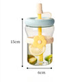 Flower Cup High Aesthetic Glass Portable Straw Cup Water Cup