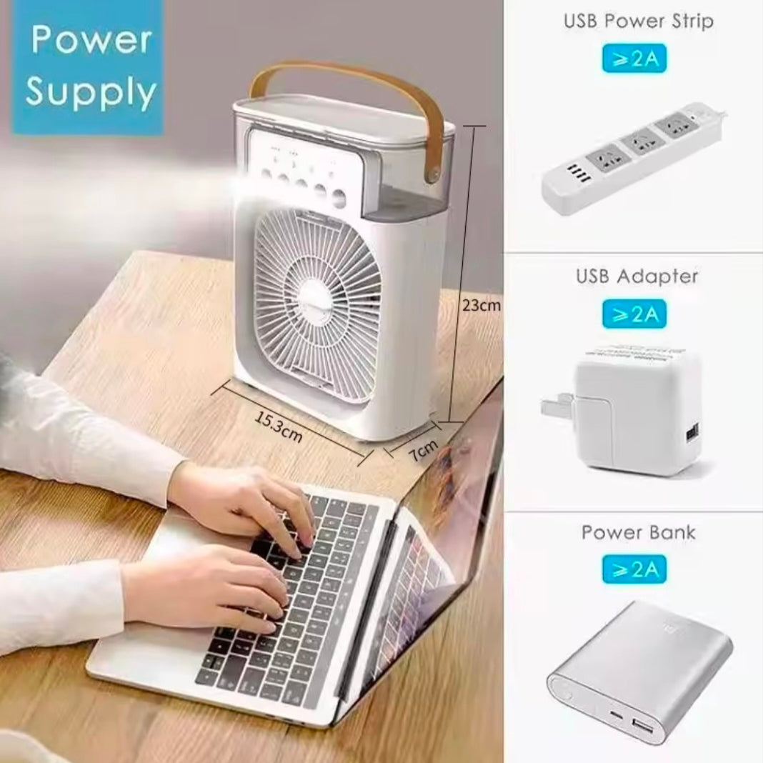 3 In 1 New Fan Alr Conditioner Household Small Air Cooler LED Night Light Portable Humidifier Air Adjustment Fan Office Home Fan