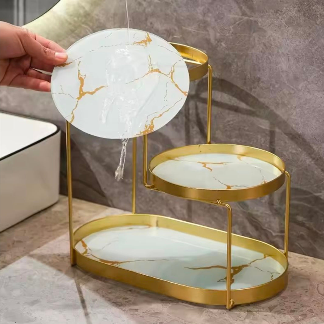 Luxury Iron Art Uv Board Cosmetics Storage Rack Makeup Organizer Dressing Table Shelf Bathroom Iron Bird Cage Hodler