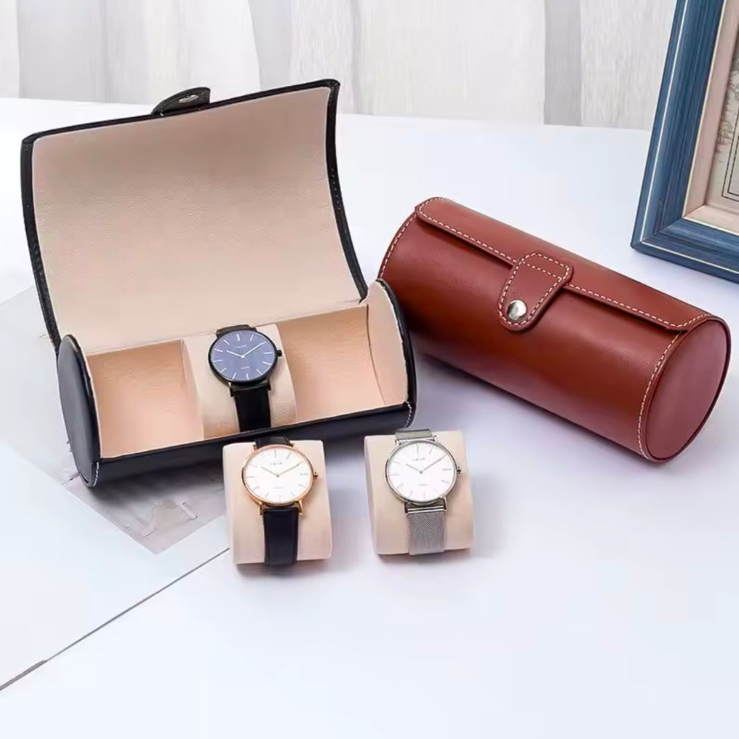 Watch Bag 3 Slots Luxury Ortable Vintage PU Leather Roll Watch Storage Box Travel Wristwatch Jewelry Gift Storage Display Case