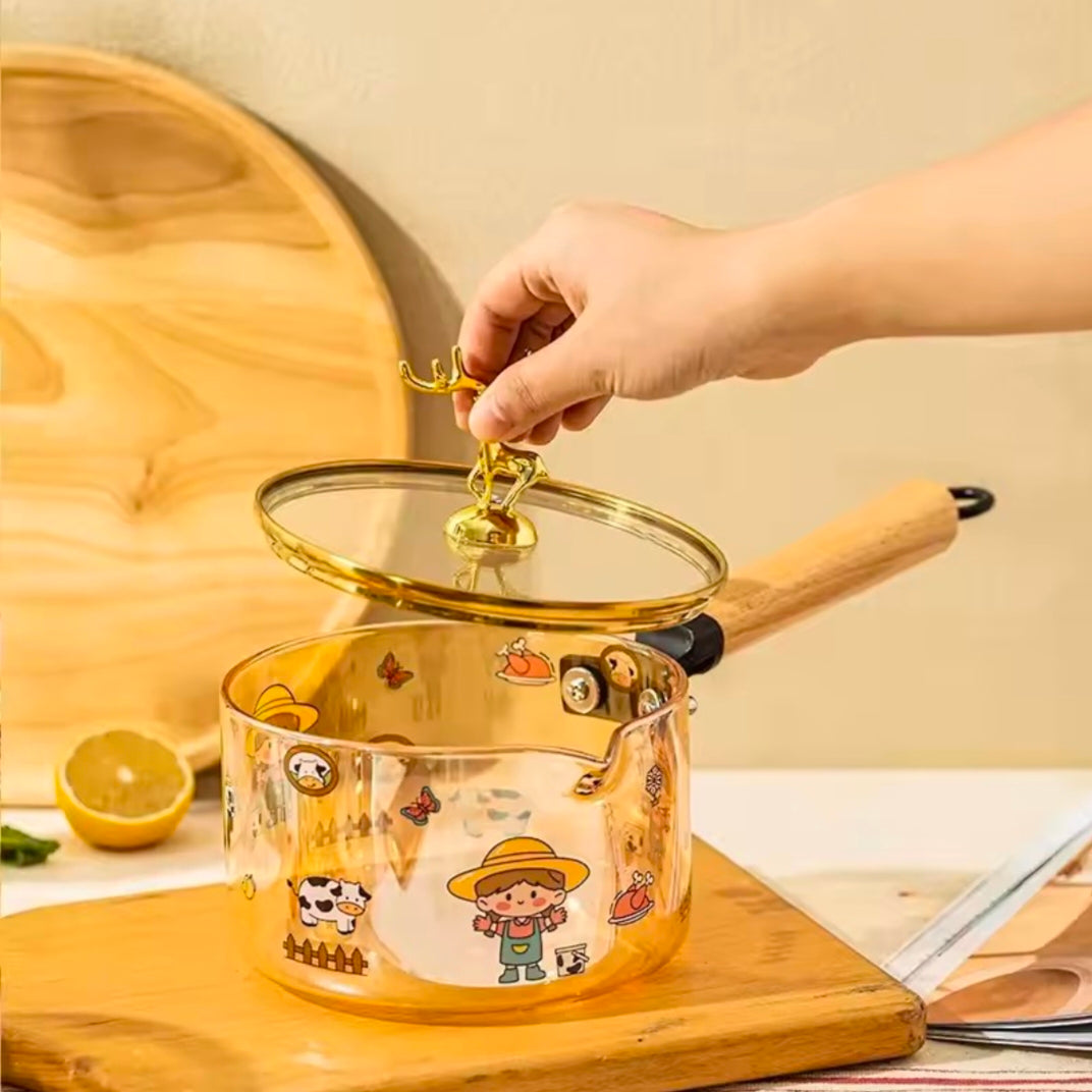 Thermal Power Furnace Heating Milk Pot High Boron Silicon High-temperature Resistant Glass Bowl Household Cooking Pot