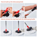 Spinning Mop And Bucket Set Floor Cleaning Wet & Dry Rotating Cleaning Mop with 2 Microfibre Mop Heads Drain and Extendable Handle for Home Office (Spin Mop + Bucket + 2 Mop Heads Set)