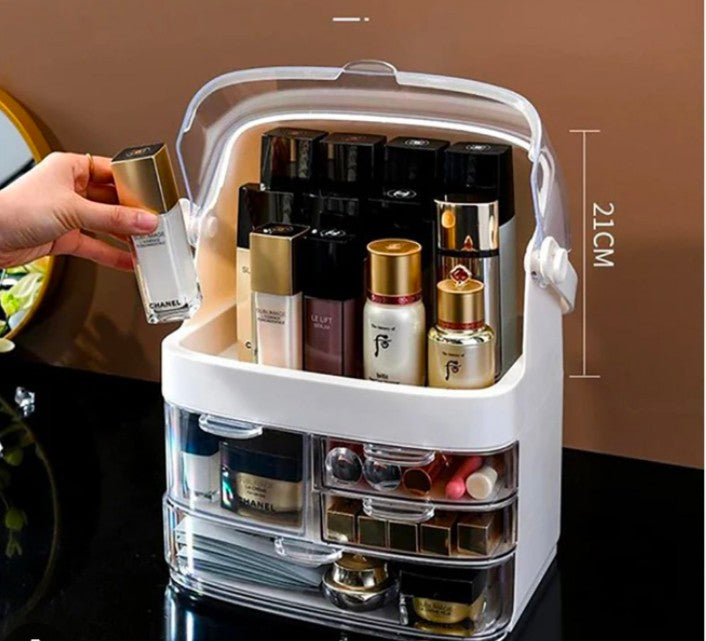Premium Large-Capacity Makeup Organizer With Lid-Dustproof Desktop Cosmetic Storage Drawer for Skincare & Beauty Products