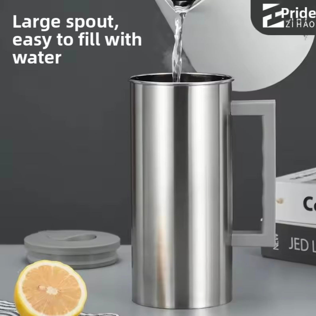 Korean Style Stainless Steel Cold Water Pot 1.6L Single Layer Juice Tea Pot for Restaurant Home Hotel Gift