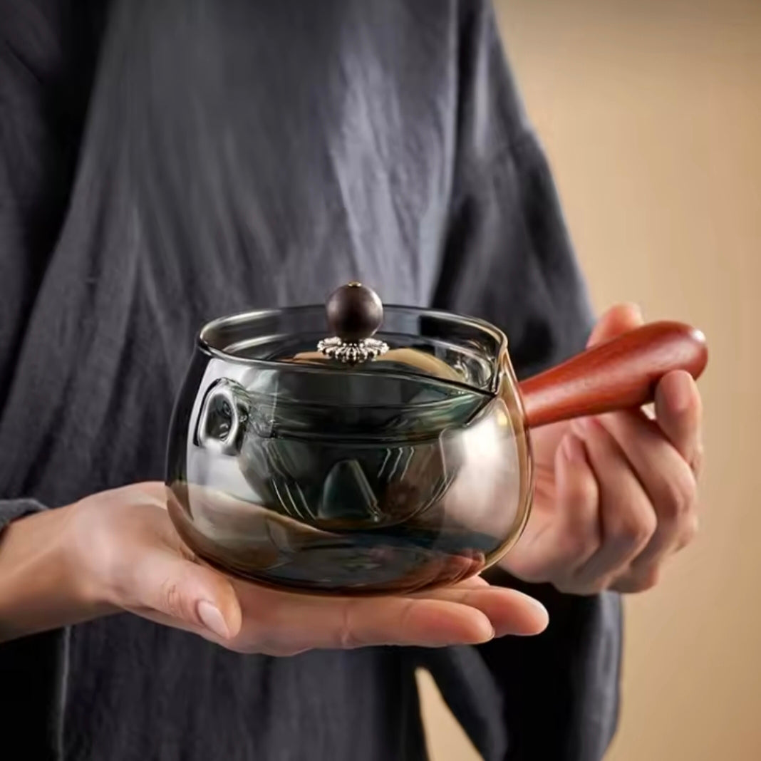 Chinese Tea Ceremony Casual Pot Small Green Orange Boiling Teapot Teapot Chinese Kung Fu Tea Set Side Handle Glass Teapot