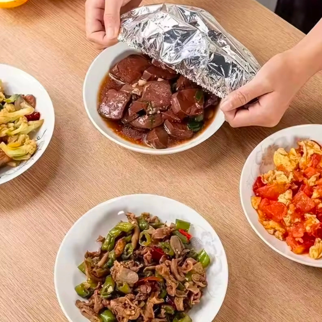 Reusable Aluminum Foil Lid Food Grade Heat Insulated Bowl Cover for Fruits Meals Dustproof Insect-Proof KeepsFood Warm and Fresh (pack of 10)
