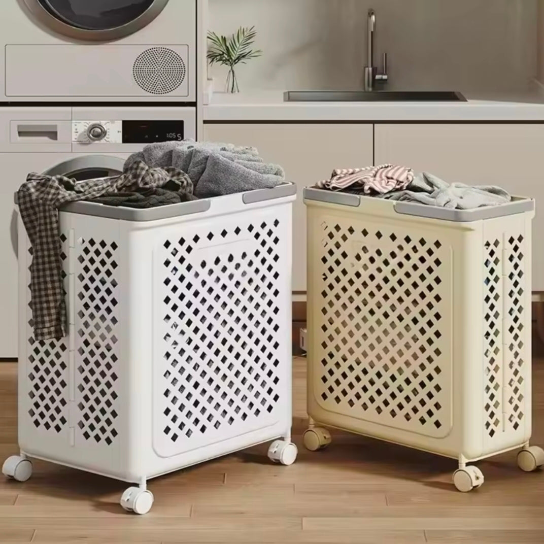 Household New Products Multifunctional Foldable Laundry Basket Toys Clothes Plastic Storage Basket with Wheel Handles